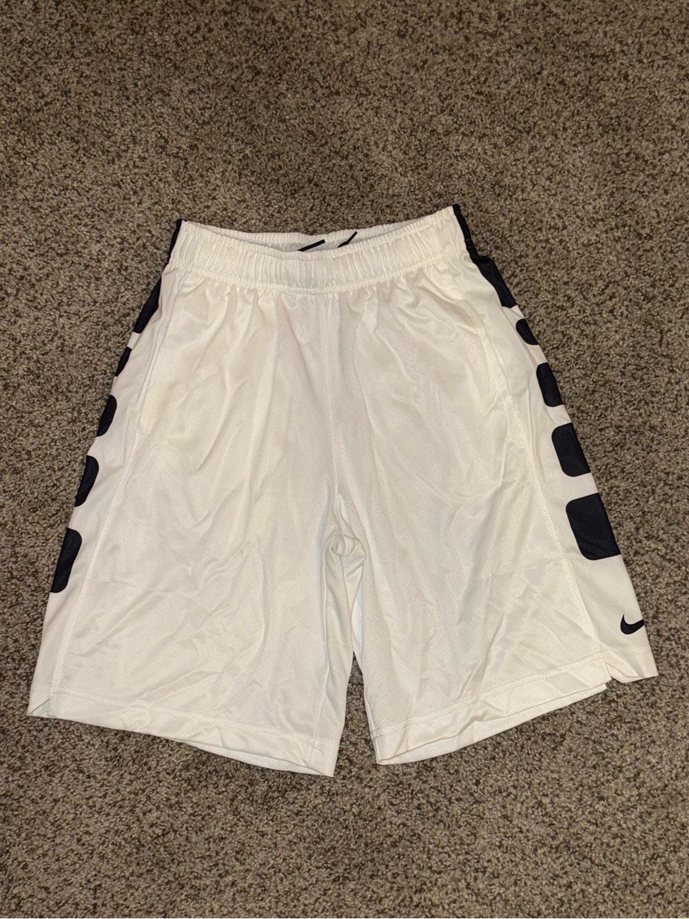 Nike White Athletic Mesh Shorts with Black Side Blocks - Small NWOT